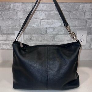 Vintage Stone Mountain Black Genuine Leather Hobo Bag - Excellent Condition